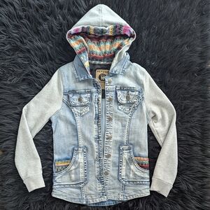 Refuge Tequila Sunrise Denim Jacket With Hood